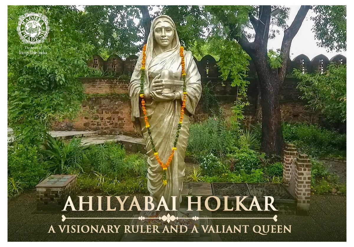MPTourism's tweet photo. Our sincere tributes to Ahilyabai Holkar, the great warrior queen &amp; an eminent ruler of Malwa on her death anniversary today. Her courage inspires us to face challenges come what may.  

#AhilyaBai #Indore #Maheshwar #MPTourism #MadhyaPradesh #HeartOfIndia @IncredibleIndia https://t.co/FhWQz9pyx6