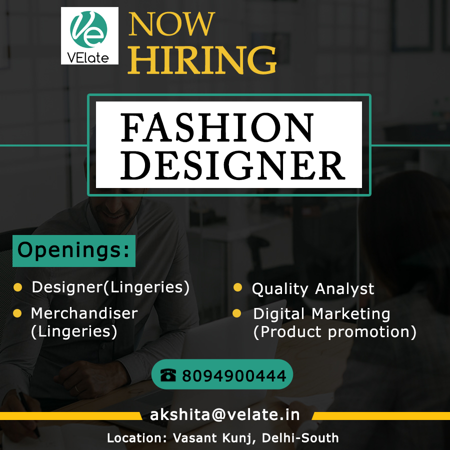 Velate_HR's tweet photo. Grab This opportunity soon!!
Interested candidates can share your cv with us at:
akshita@velate.in Feel free to contact: 8094900444
#Fashion #fashiondesign #fashion #fashionista #fashionnova #designing #designingjob #Jobs #Jaipur #jobseekers #jobsearch #designingwomen #delhincr https://t.co/sByAdiMwPd