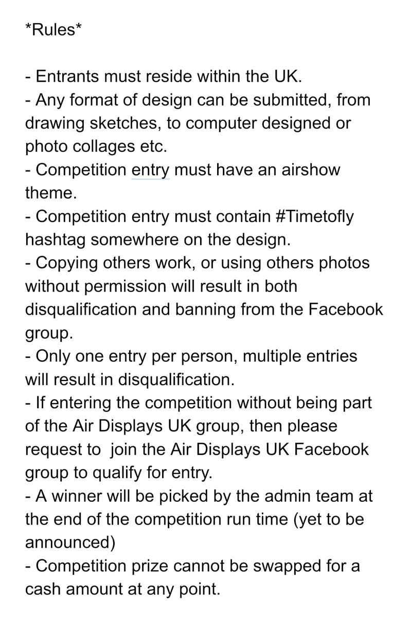 AirDisplaysUK's tweet photo. We hope lots of people get involved, with more information on how entries can be submitted to be announced in the near future, as well as the prize for the winner! 

See below for the rules: https://t.co/8mkXBjFUXA