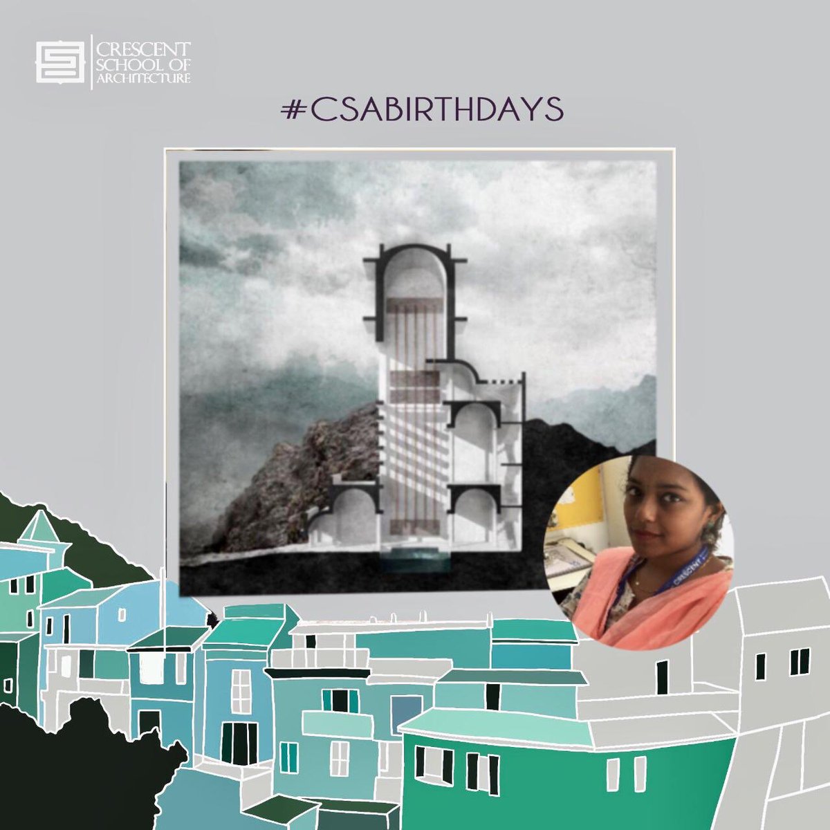 CRESCENT_CSA's tweet photo. Team CSA wishes Assistant Professor Ar.Varshini a very Happy Birthday! Wish you loads of success and a great year ahead! 🎉🎂🤗
#crescentschoolofarchitecture #csabirthday #birthday2020 #haveablast #Architect #chennaiarchitecturecollege #professor #architecture https://t.co/AVMTPZkrHJ