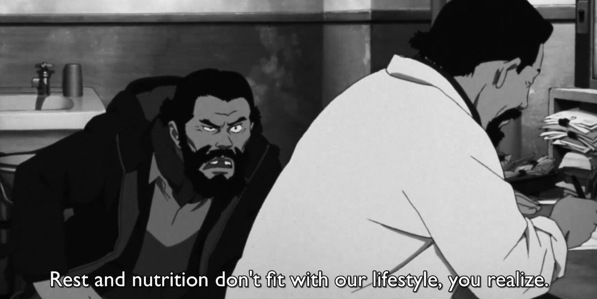 Tokyo Godfathers: “We’re homeless - rest and nutrition don’t fit with our lifestyle, you realize?” (Satoshi Kon)