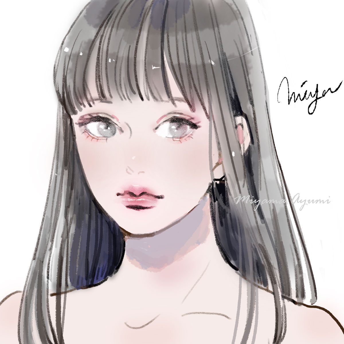 ストレートヘア Miya ミヤマアユミ のイラスト