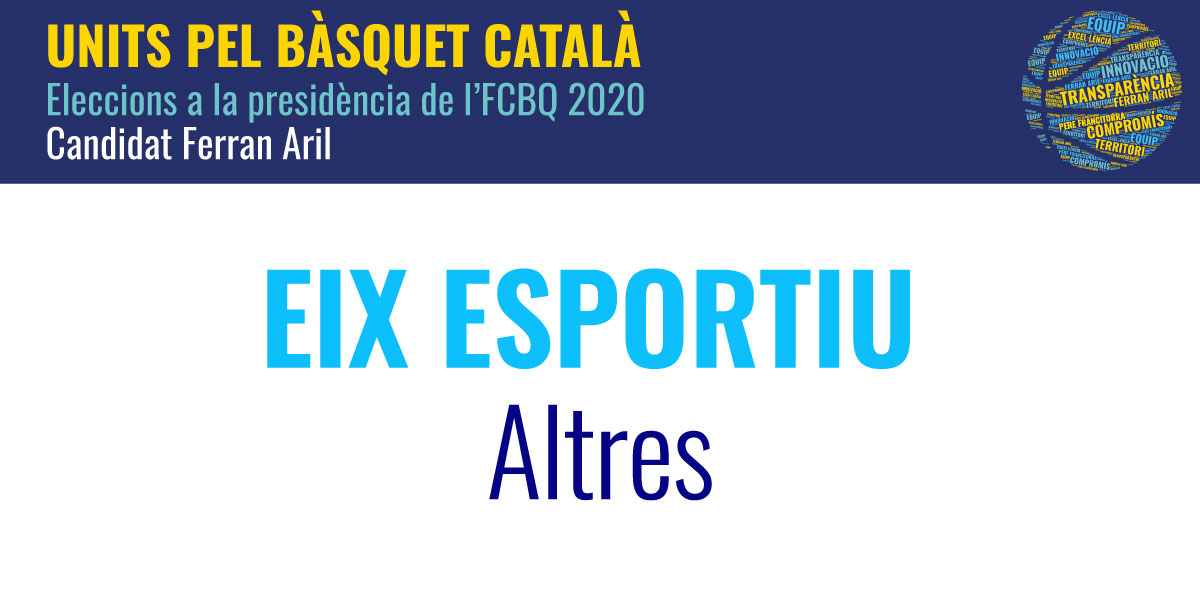 Renovar el Fòrum del Bàsquet Català, recuperar el Torneig Històrics del Bàsquet Català, estudiar la simplificació del reglament de joc del bàsquet o potenciar l'àrea mèdica i de la salut són alguns dels punts que destaquem en l'eix esportiu/altres.  #FCBQ #UnitspelBasquetCatala