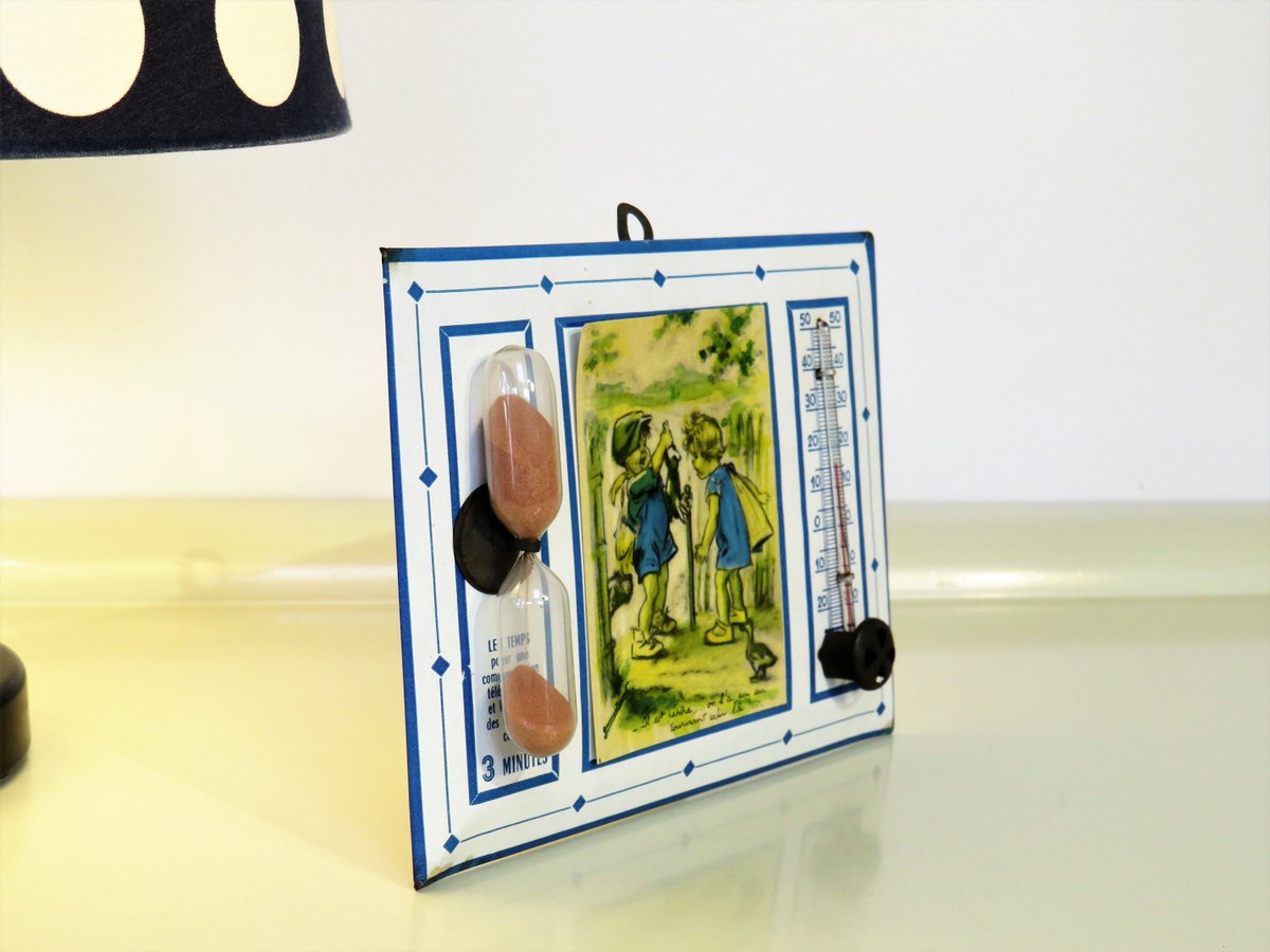 MaLanterne's tweet photo. Vintage Thermometer and Hourglass, 3 Minutes Hourglass, Wall Hanging Weather Forecast, Germaine Bouret Illustration, Made in France, 30s https://t.co/vHqSGjVtnp #Holidays #Vintage #Retro #FREESHIPPING #Vintage Fashion #Spring #VintageThermometer https://t.co/8B51BmKOlD