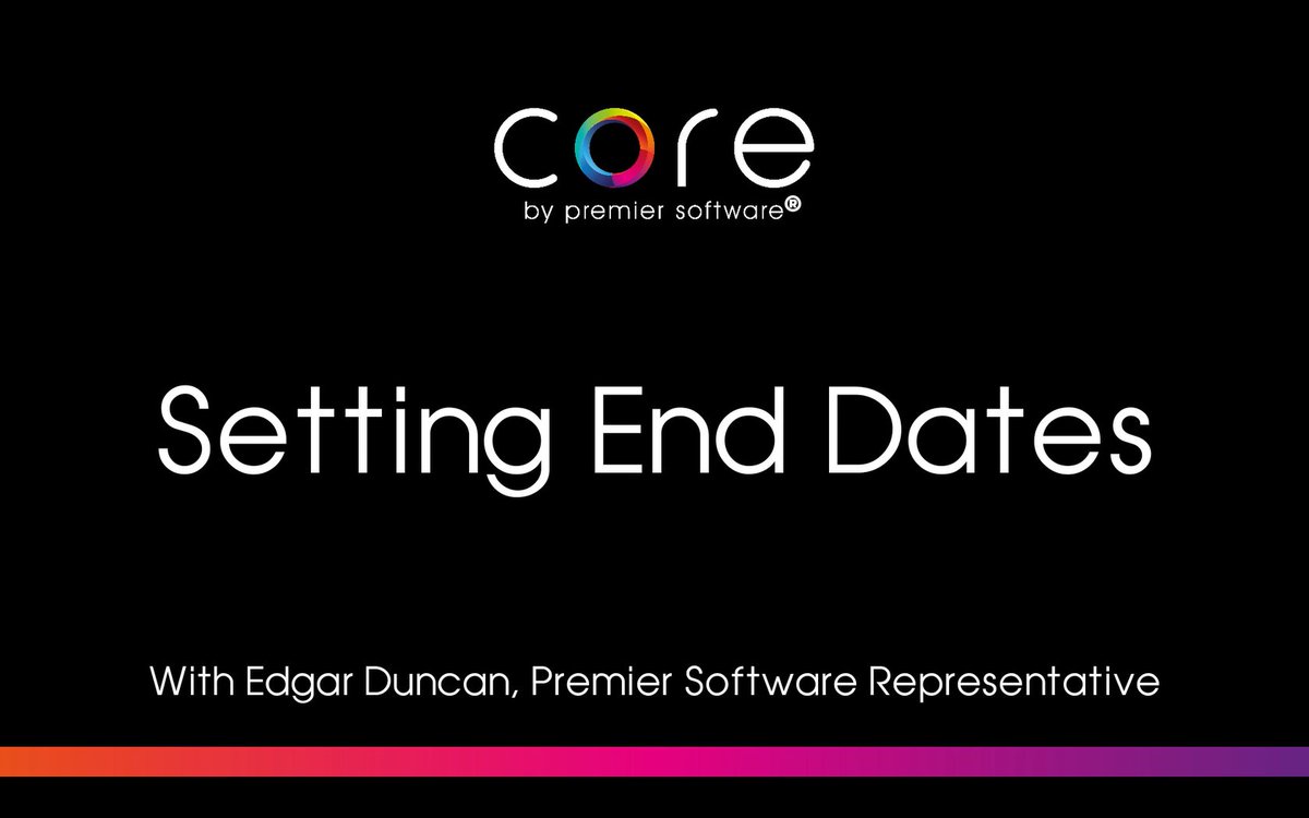 corebypremier's tweet image. Do you know how to set end dates in Core by Premier Software? Edgar shows how to set-up end dates for treatments, packages, stock pricing structure and more in our most recent video. Make sure you are up-to-date now at: ow.ly/3o0Y50ASBIy

#CoreControl #CoreTips #EndDates