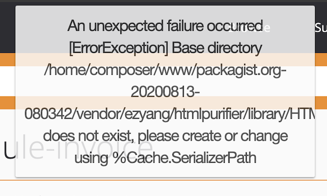 hellopablo's tweet photo. @packagist the [...] because the error doesn't stay on screen and can only see this from a screenshot https://t.co/Utw8UcmnCz