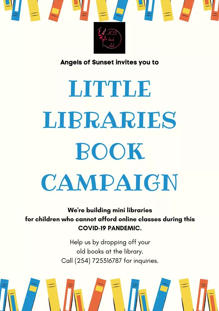 Donate a book you or your children no-longer use to our mini-library in Kisumu- Manyatta.

HELP US BY;
- Dropping off your old books at the library.
-Retweet the post on your timeline.

Call (254) 725316787 for book donations &amp;inquiries.