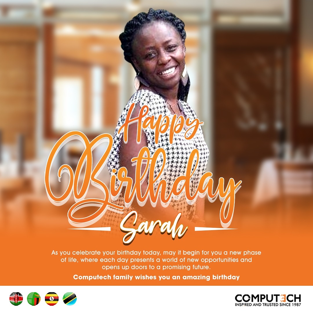 WeAreComputech's tweet photo. We take this moment to wish Sarah Simiyu; one of our Diligent Software Engineers a happy birthday 🥂.
May this day bring you joy and blessings to pursue greater heights in life ⛰️🎂 #WeAreComputech #birthday #tremor #Turkey #ThursdayMotivation #August https://t.co/diAJBykHGo