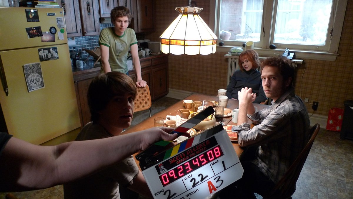 10 years ago today  #ScottPilgrimVsTheWorld was released. Looking back on this magical voyage, I'm even more grateful to have made a crazy movie with Universal with THIS cast & crew. To thank all the fans this last decade, I give you the epicness of these behind the scenes photos.