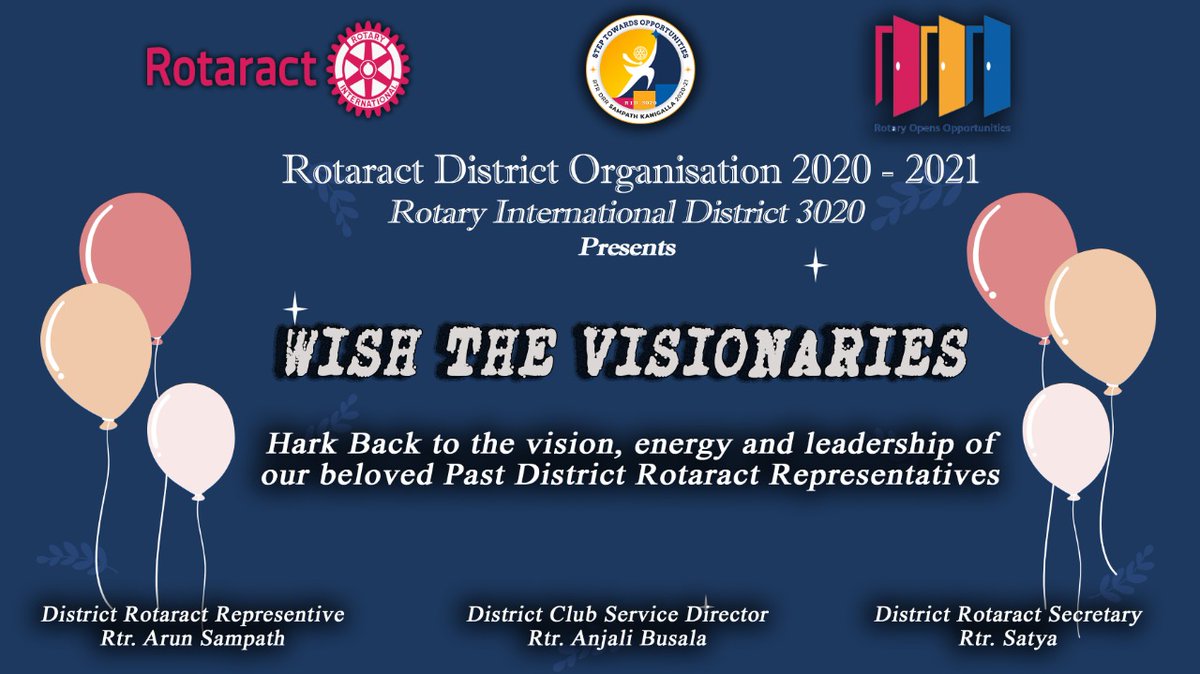 RID3020's tweet photo. Our Rotaract District Organization 2020-2021 is out with an joyful project "WISH THE VISIONARIES"🥰 
🎂Let's wish our Beloved Past District Rotaract Representatives on their Birthday and show our unconditional love🎂
#WishTheVisionaries
#RID3020 https://t.co/jJmLmCVCZ6