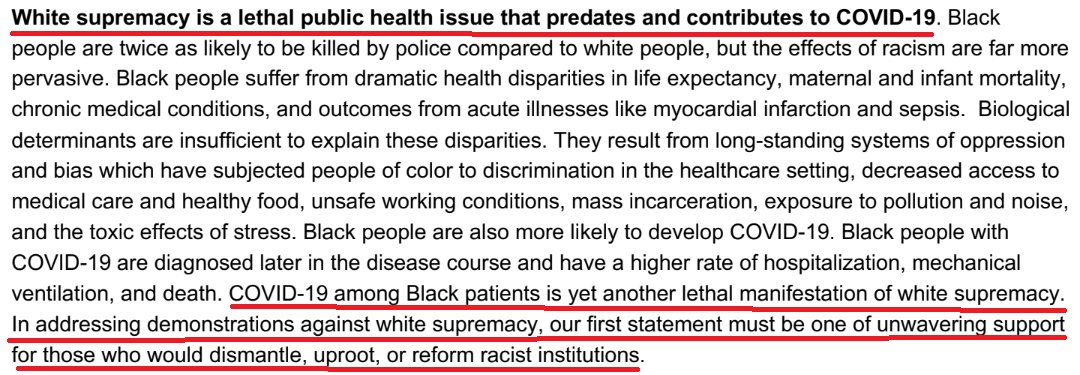 6/They continue with politics and claim "racism is a health issue." They say that so they can hijack the resources, credibility, and mission of the medical community in the service of the woke political agenda, leveraging the power of medical establishment for political clout.