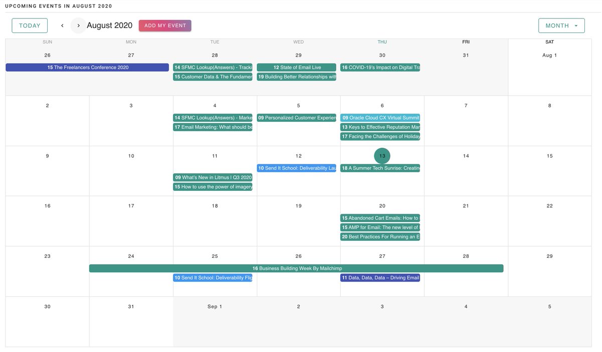 Almost halfway into August and still lots of events to attend #emailgeeks - have a look and see if there is something relevant for you;

➡️  emailgeeks.io/events 

#emailgeeks #emailgeeksio #emailgeek #emailmarketing #events #webinars #marketingautomation #email #gdpr