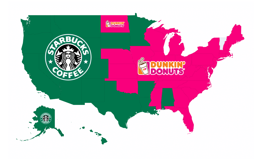 The map of social media mentions of Starbucks vs. Dunkin' looks fun! Check out the latest post in <a href="/AwarioApp/">Awario</a>'s brand battle series by <a href="/JMiashkova/">Julia Miashkova</a>: awario.com/blog/starbucks…
