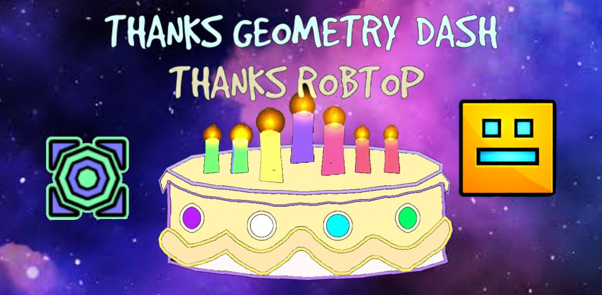 AmtzLux's tweet photo. Ayer geometry dash cumplio 7 años desde su lanzamiento, Cada vez me siento mas viejo xD, I love u @RobTopGames https://t.co/tev48TMCB1