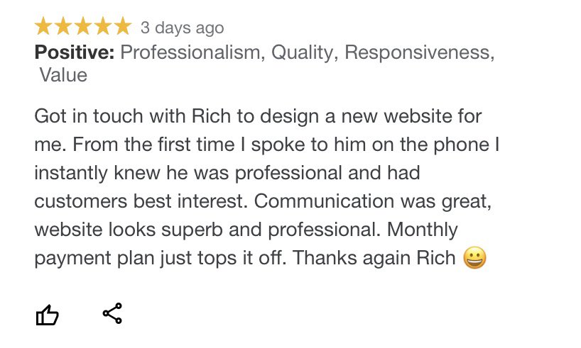 Another cracking review for our flagship 🏴‍☠️ pay monthly websites ⭐️⭐️⭐️⭐️⭐️

#businessowners #leverage #digitalmarketing #smallbusiness #websitecreation
