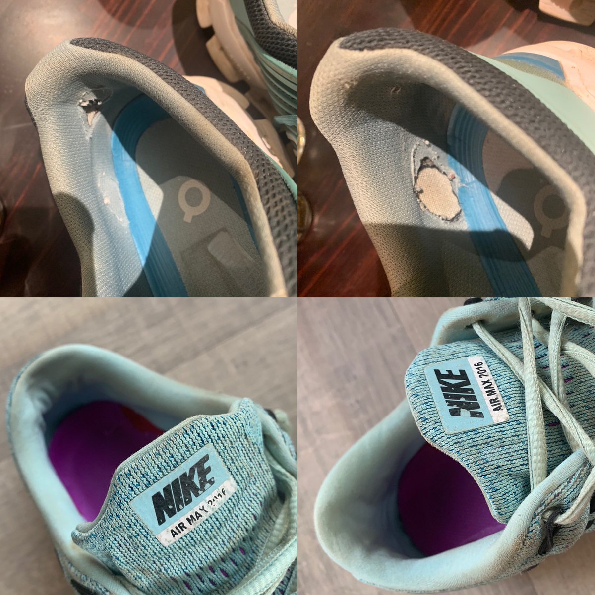 Baby_G_raffe's tweet photo. @JVPTGM @CJGreen12 @on_running I had the same problem. My @on_running shoes after 7 months and my @nike shoes after 4 years https://t.co/HmeDNmDrHC