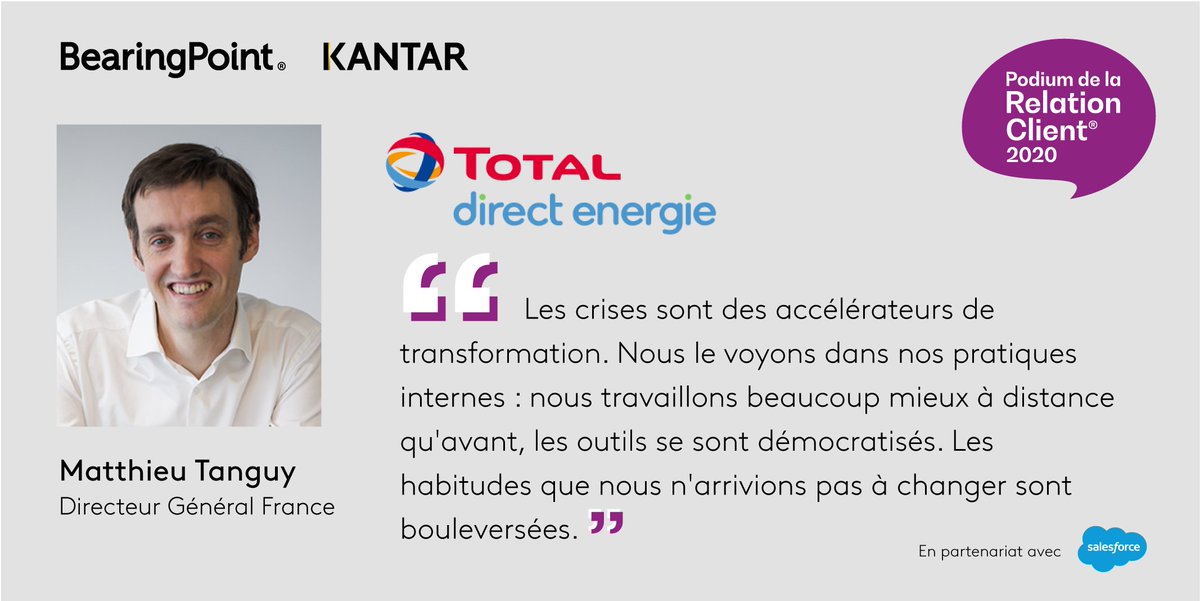 KantarFR's tweet photo. [#PRC2020] @Matthieu_Tanguy, Directeur Général France  
@TotalDirEnergie, était présent lors de notre webinar exceptionnel : « La Relation Client, un capital en temps de crise ».

🎙 ➡ https://t.co/nmIHo7TG4W

@BearingPoint_FR #ECX #customerexperience #ParlonsRelationClient #KI https://t.co/CNzV2gVrpf
