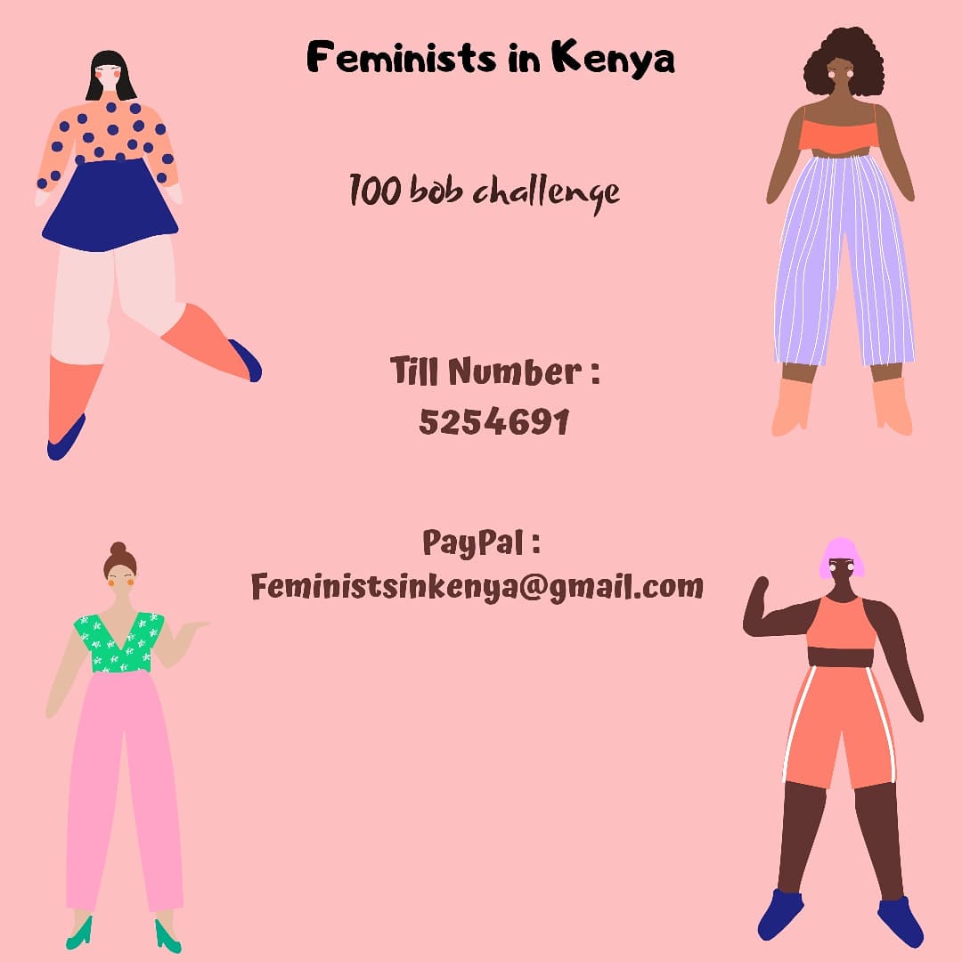 Take part in our community care fundraiser. 100 bob challenge starts now! 
#feministsolidarity