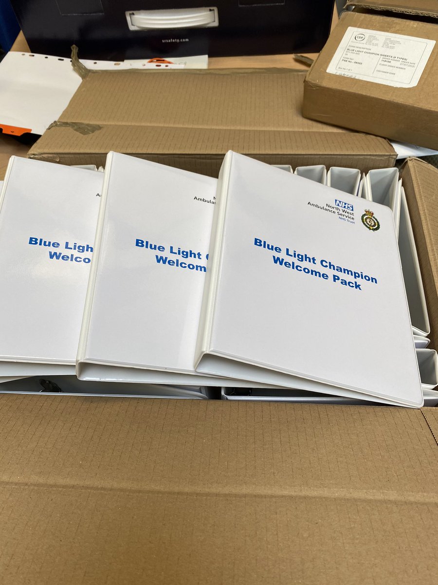 MollyMoomoo16's tweet photo. The Blue Light Champion folders have finally arrived!! Now to find a few spare days to put them altogether!!😁👌🏻@NWAmbulance @NWAmb_Wellbeing https://t.co/BkZIjDDTPJ