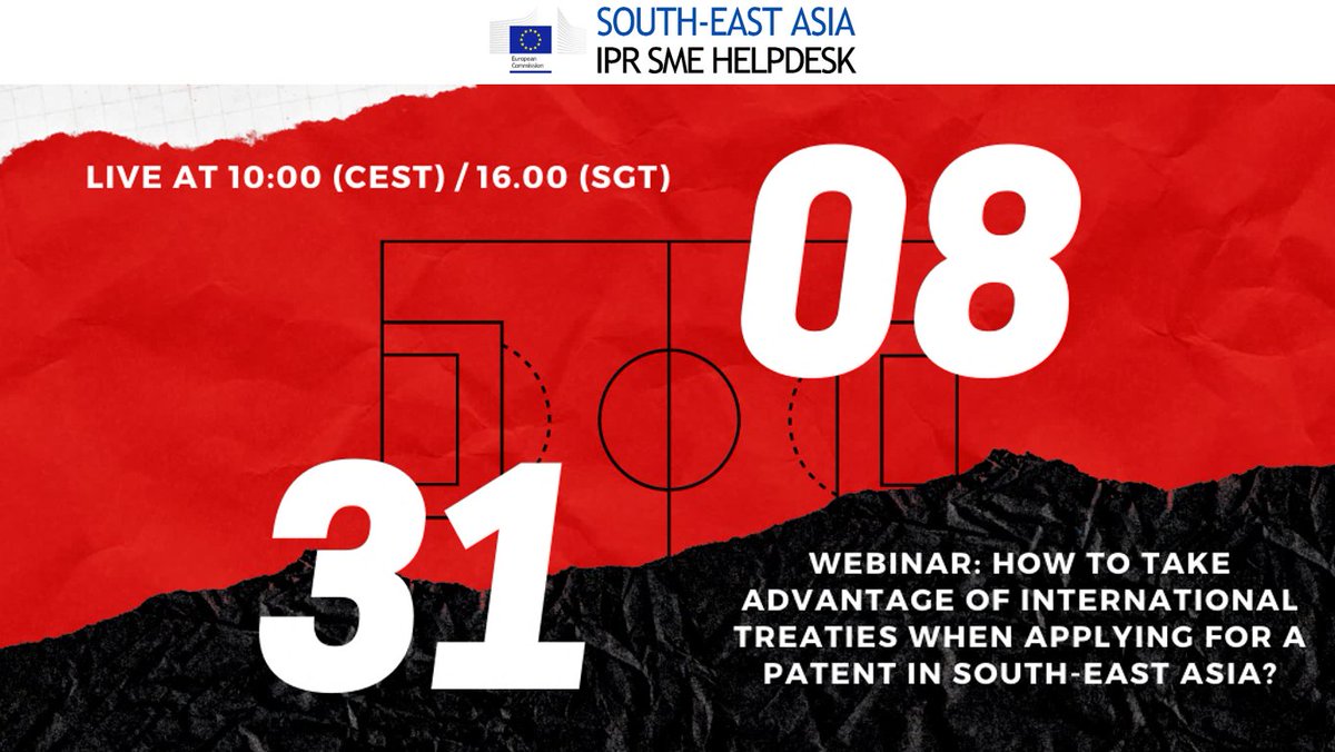ipSEAsia's tweet photo. [LIVE WEBINAR ON 31 AUGUST @10.00 CEST]
💡Join this live session to learn how to take advantage of the systems like ASEAN Examination Co-operation (#ASPEC) and Patent Prosecution Highway (#PPH) when applying for a patent.
Register Now👉https://t.co/a6iHSd2EF8

#SEAHD #Freewebinar https://t.co/iBKwFFyecj