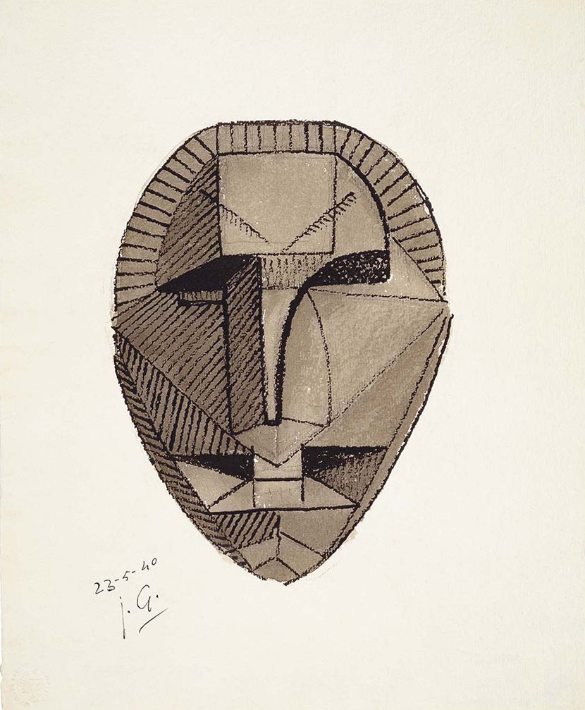 thyssenmalaga's tweet photo. “Máscara austera” de Julio González muestra un rostro construido, de resonancias ancestrales, pero intensamente moderno, una máscara creada por un arte de vanguardia que es traducción al dibujo de las experiencias del artista en esculturas de piezas de metal recortadas. @gva_IVAM https://t.co/168jMOBSbX