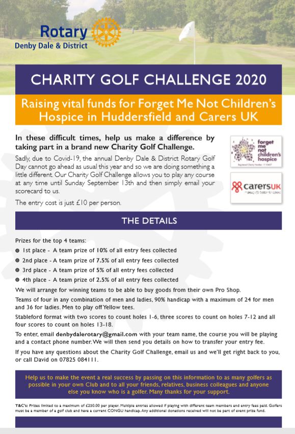 DaleRotary's tweet photo. Thanks to the team @MktHarboroughCC for their entry into the Rotary Charity Golf Challenge. You can play on any course until September 13th.Full details at https://t.co/Isiw35JSsl @CarersUK @ForgetMNotChild @RotaryGBI #fundraising #golf https://t.co/OLY2i3K53v