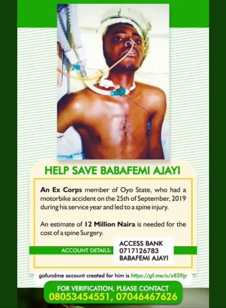 your_geeee's tweet photo. Retweet to save a life. Babafemi needs your help to live again. Kindly donate and tag everyone to assist as well. Let's save this young man @davido @cuppymusic @DONJAZZY @realFemiOtedola @atiku @johndumelo1 @akinalabi @OgbeniDipo @DeleMomodu @Mazigburugburu1 #HelpSaveBabafemi https://t.co/F9kkdJVXVu