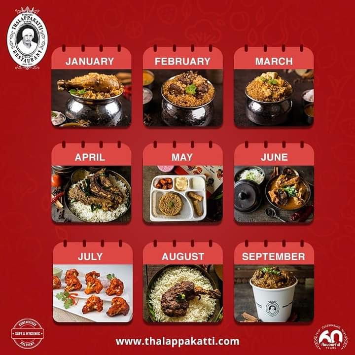Thalappakatti's tweet image. This is our personalized grid for 2020. How is your September looking? If you have not tried the listed dishes, try it right now.
#monthgrid 
.
Check us out @ thalappakatti.com 
.
#monthgrid #dindigulthalappakatti #thalappakatti #familyrestaurant #homedelivery #dinein
