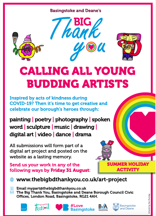 BstokeFestival's tweet photo. Don't forget our big thank you art project is open for submissions until 31 August. Here's a selection of what we have received so far! We've been blown away by the creativity of local young people 🌟

🎨 https://t.co/cpitzWAgmr 🎨

#TheBigBDThankYou #LoveBasingstoke https://t.co/uBXLpGtDrl