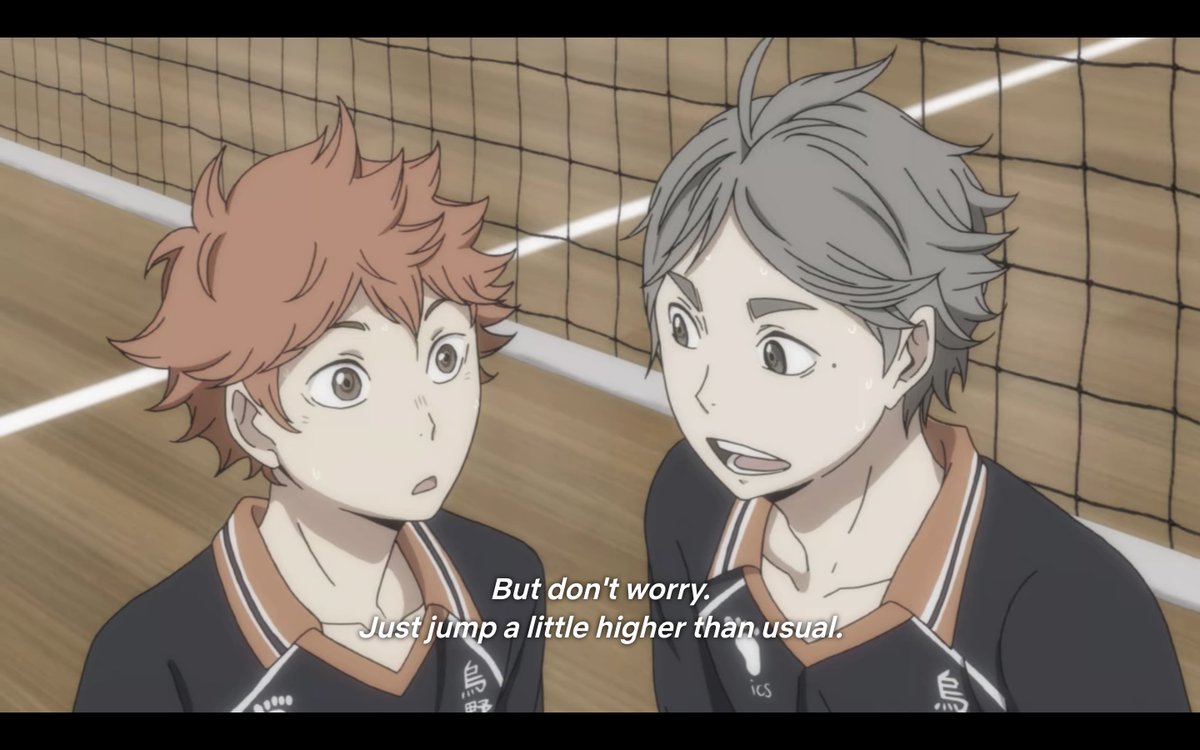 Another example was telling hinata how to best block Mattsun.