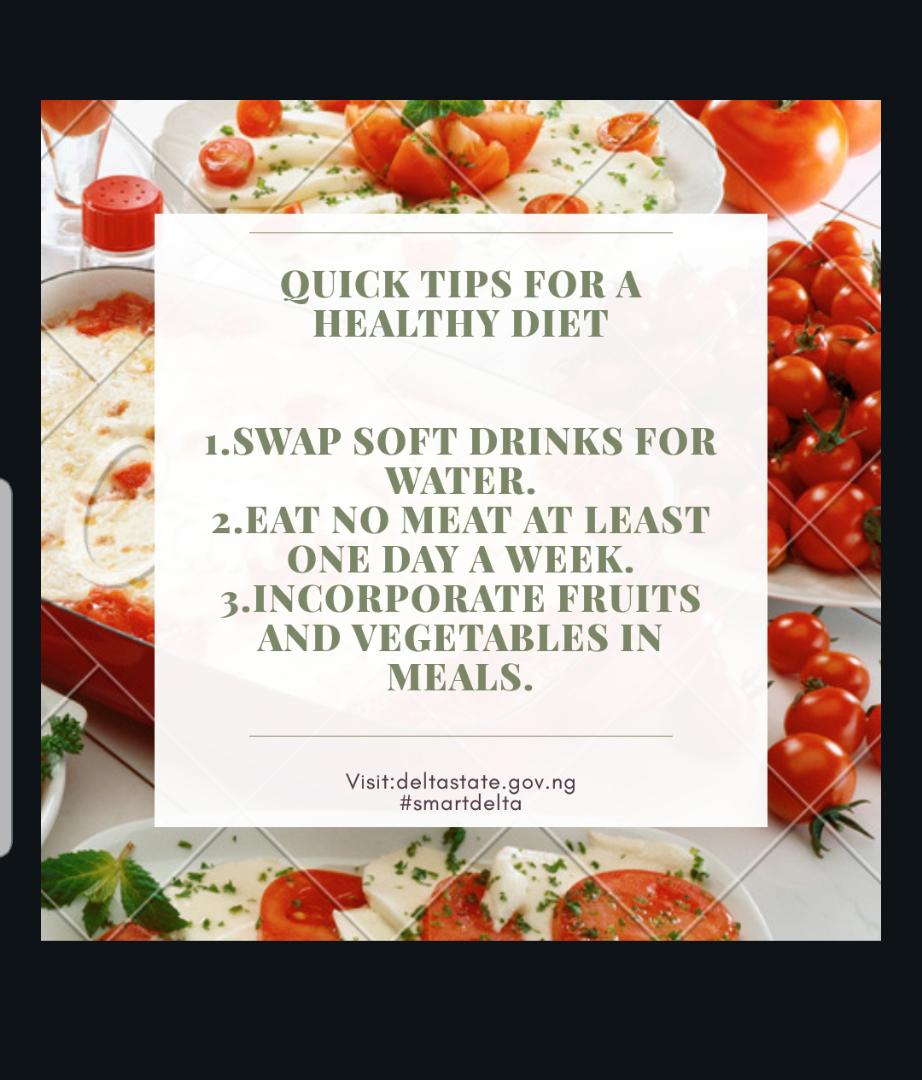 smartdelta_'s tweet photo. One must eat to live,not live to eat,so eat healthy.#smarttips#Govokowa#deltastategovernment#healthtips#healthydiet https://t.co/ta3nVbue1O