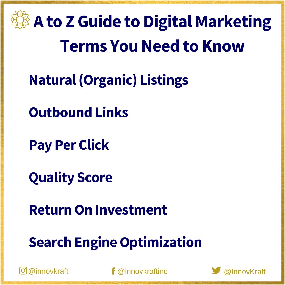 InnovKraft's tweet photo. Here’s your A to Z guide to some of the most important digital marketing terms you need to know. Stay tuned for more! #atozofmarketing #atozofdigitalmarketing #onlinemarketing #digitalroi #smm #digitalmarketingagency #digitalmarketingbangalore #onlinemarketing #innovkraft https://t.co/zxQHRwpBCI