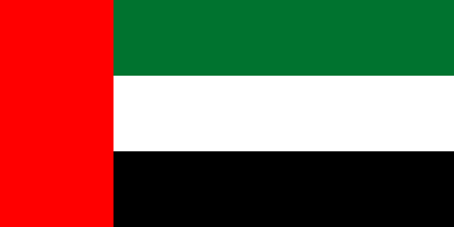 United Arab Emirates. 5.5/10. Typical pan-Arabic flag which was adopted in 1971. The colours represent four Arabic dynasties: red for the Hashemite dynasty, white for the Umayyad dynasty, green for the Fatimid dynasty and black for the Abbasid dynasty.