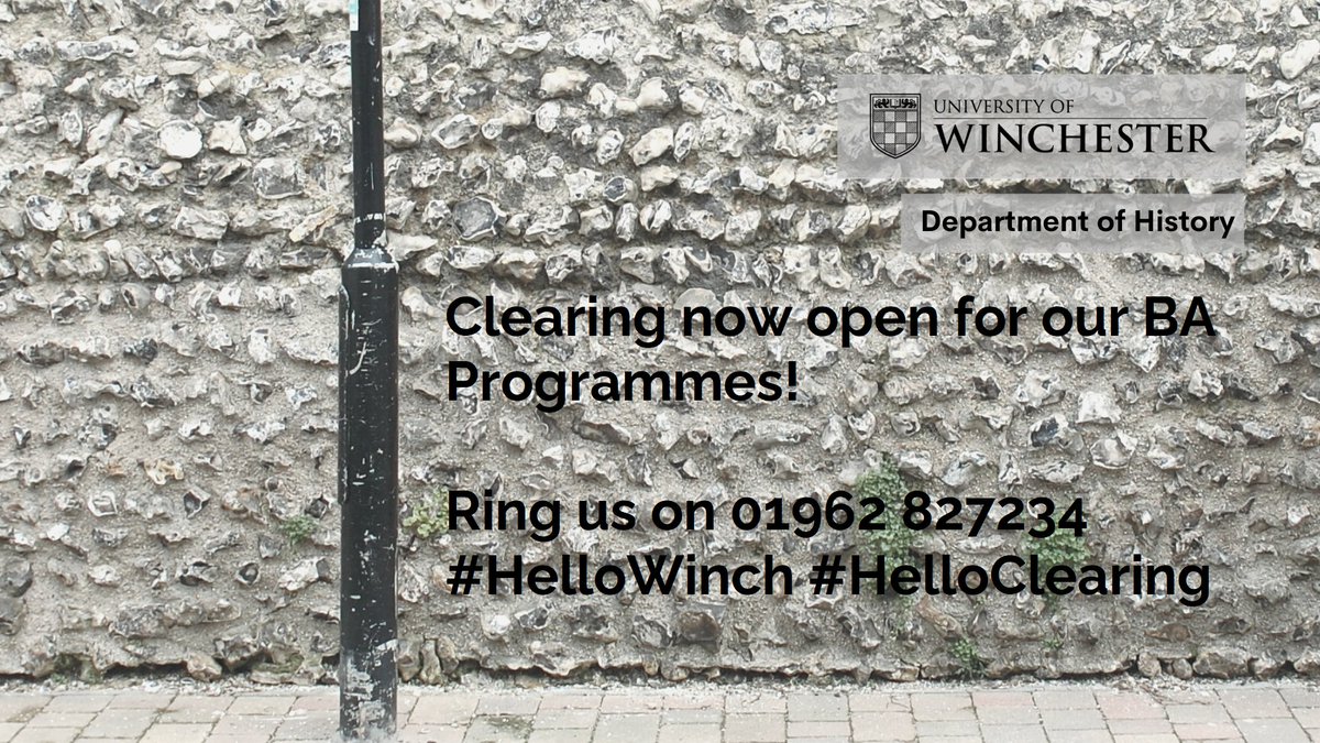 WinchesterHist's tweet photo. There are many different pathways into history, as our staff and students will attest! What do you love about history? Ring us at 01962 827234 to talk about our variety of programmes and offerings. #HelloWinch #HelloClearing #Clearing #Clearing2020
https://t.co/1W6gAYi1Cc https://t.co/AzhNdcgT5p
