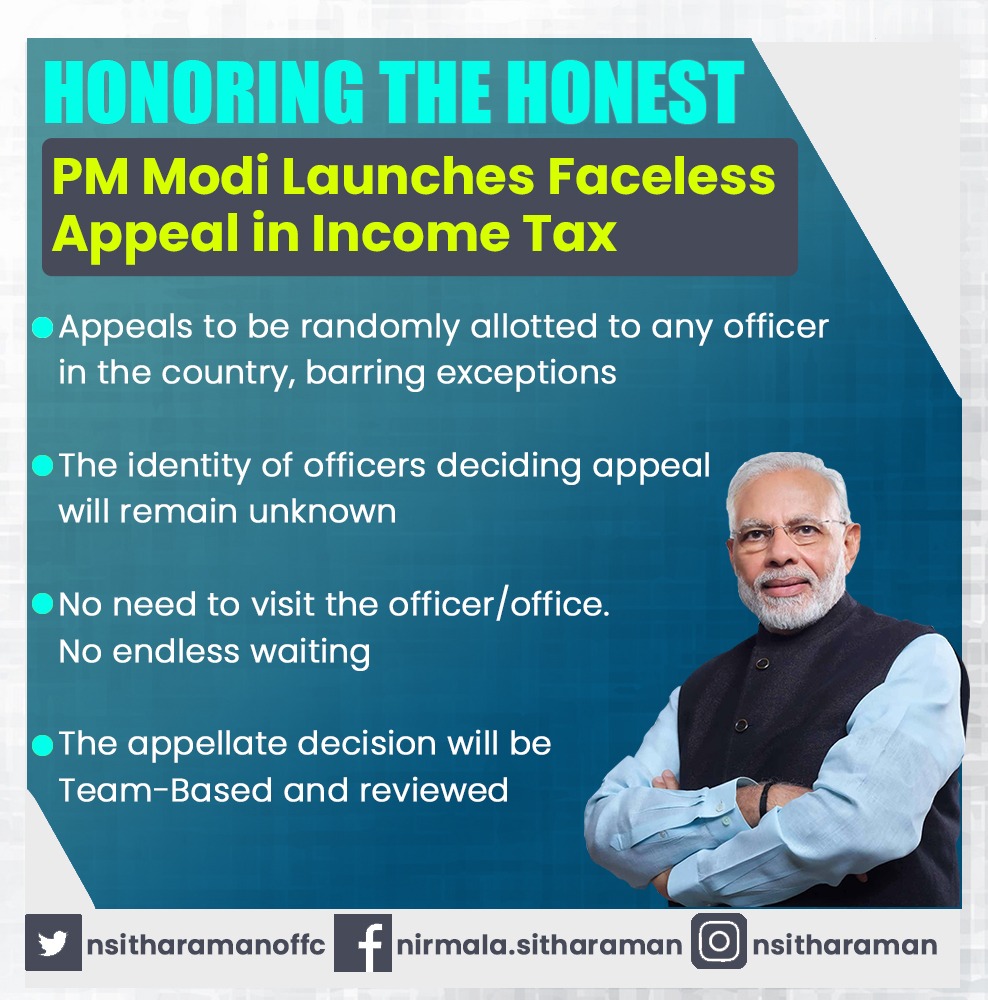 Prime Minister Shri Narendra Modi today launched the #FacelessAppeals system through which the income tax appeals framework will become more robust and transparent. #HonoringTheHonest