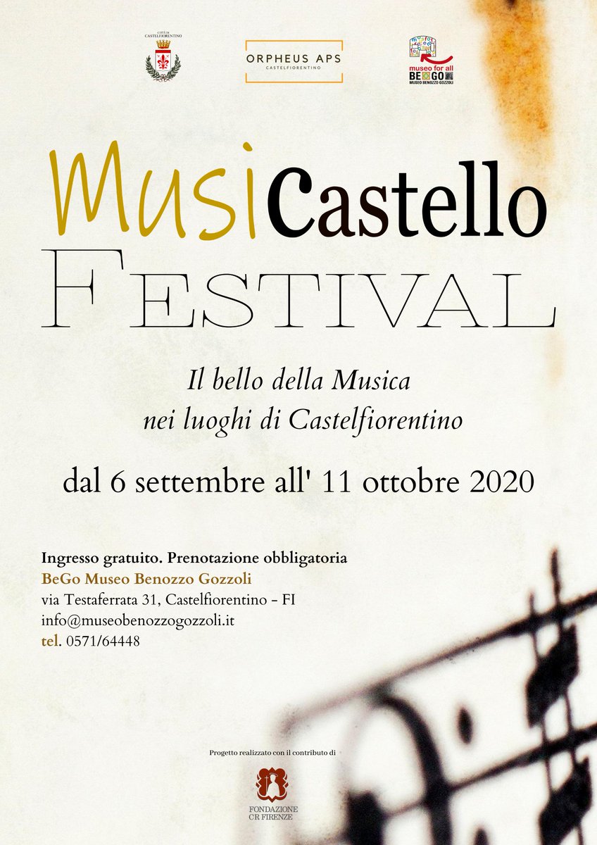 TurismoCastelFi's tweet photo. "MusiCastello Festival", il bello della musica nei luoghi di Castelfiorentino. Dal 6 settembre all'11 ottobre
https://t.co/2YM66h43f5
#castelfiorentino #festival #Musica #arte https://t.co/GHhMRecpc2