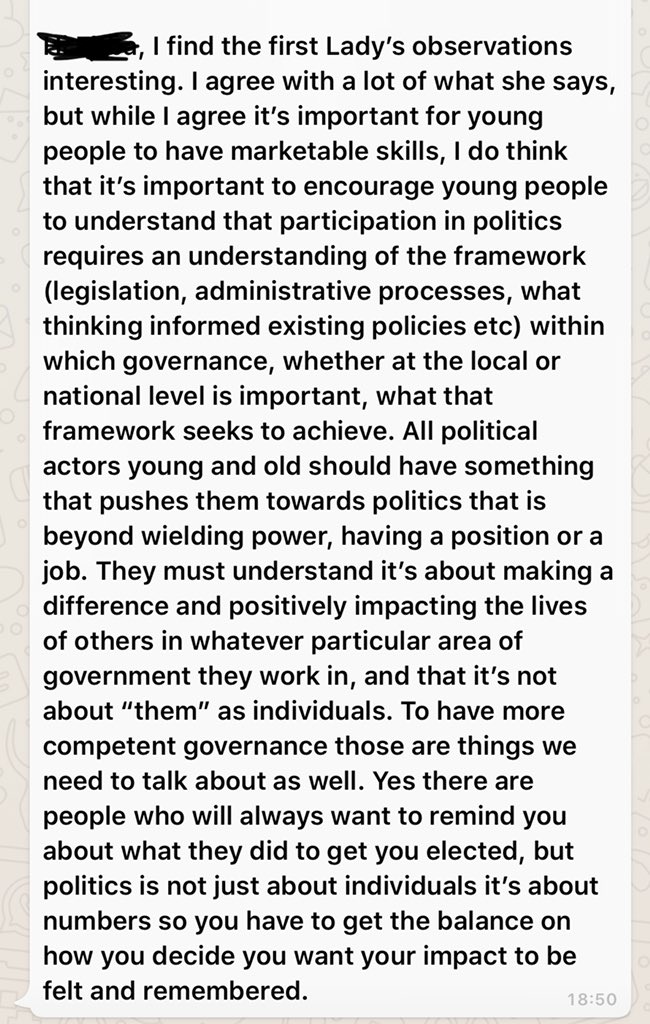 Many senior public and political figures have reached out since last night. This was one such message, sent to my sister. I really agree with it and think its important to share. I’m grateful the clip has provoked an important conversation on power, influence and leadership.