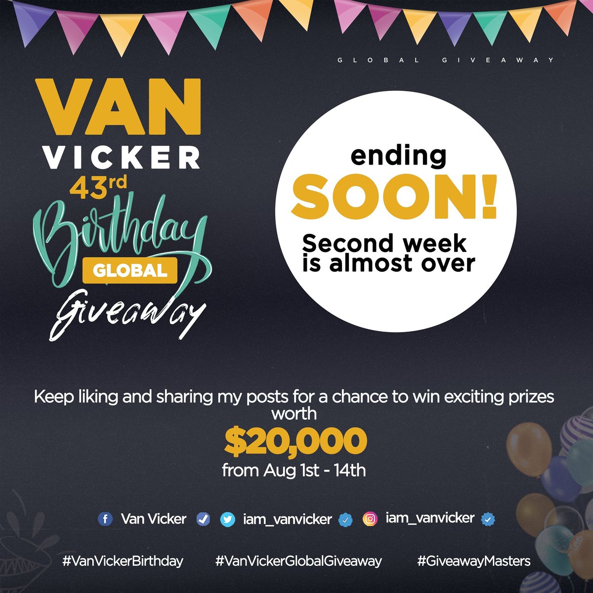 iam_vanvicker's tweet photo. Don't be left out, gather momentum and do all the reposting, tagging, tweeting and sharing to enjoy your share of the $20,000.00 worth of prizes. 

All winners from last week should reach out to their respective sponsors/brands/entrepreneurs and begin the process to redeem... https://t.co/g4eO2vMVNU
