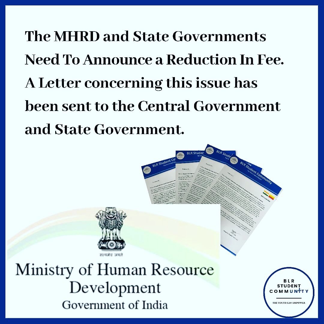 indianstucom's tweet photo. Letters on Fee Reduction have been sent to @DrRPNishank @drashwathcn, Bangalore University, and to Government of Karnataka. They need to confirm two things- 1) if colleges will reopen or not. 2) And if they don’t then a reduction in fee should be made. #StopFeeLoot @anubha1812 https://t.co/cACVzt76I2