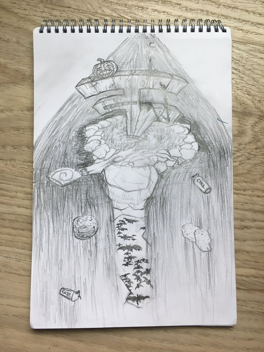 aresvisuaIs's tweet photo. My little entry for #FaZeCTRL from vacation 🦇🎃 

→ hand drawn, just sketchy https://t.co/j3nVswNlgi