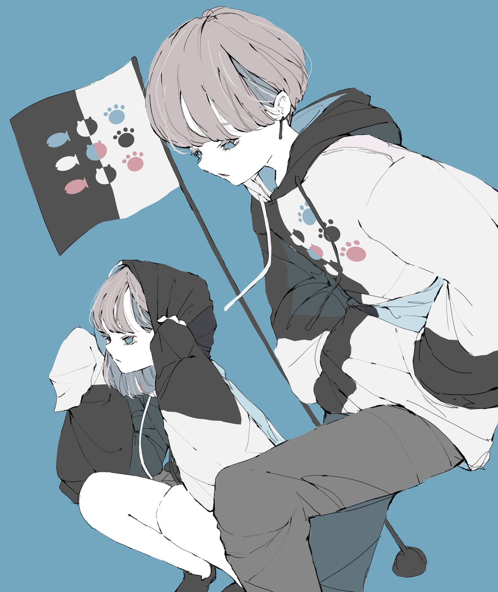 パーカー姉弟 ノーコピーライトガールのイラスト