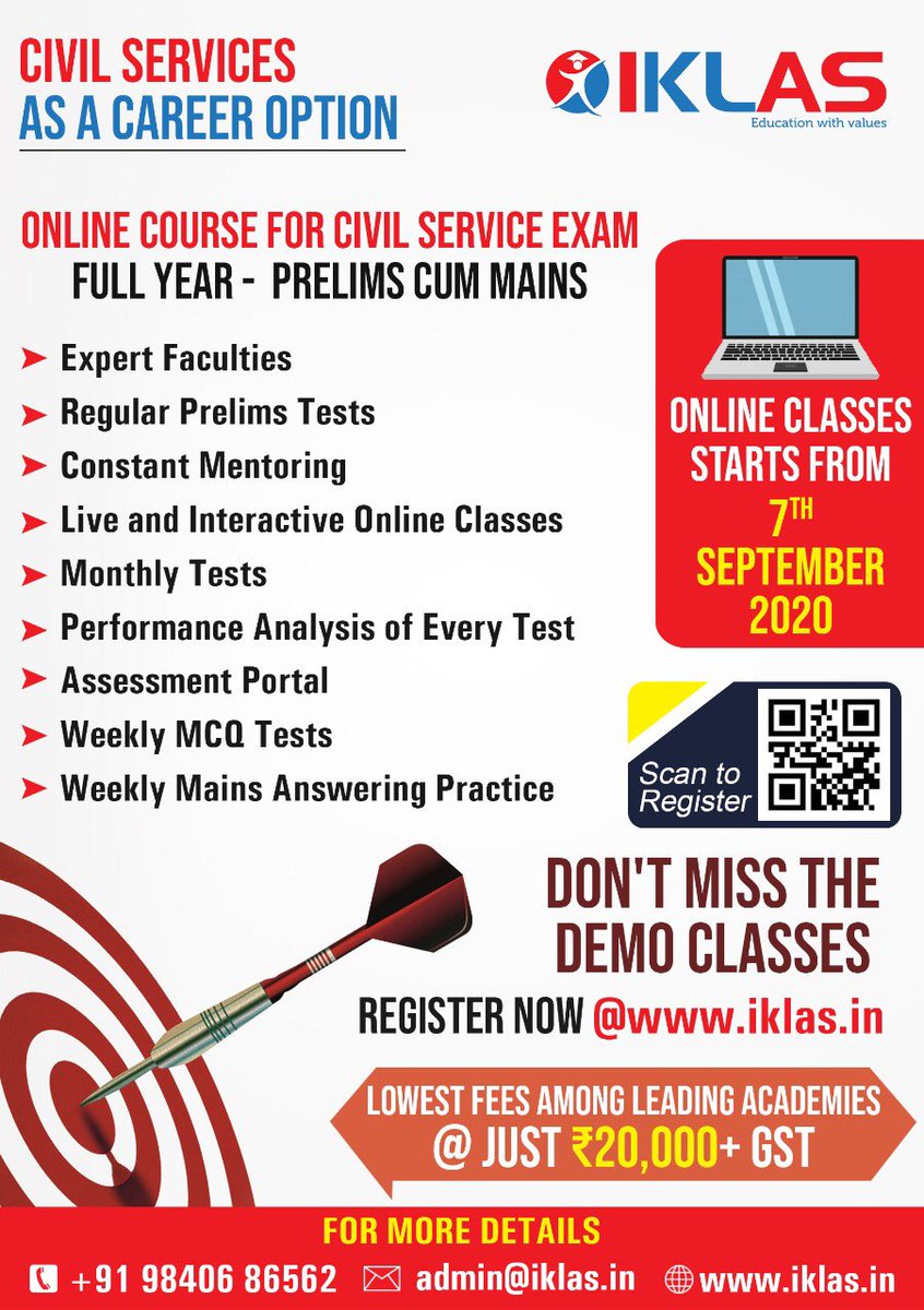 iklasiasacademy's tweet photo. Choosing Civil Service as your Career, #IKLAS is a One Stop Solution for all...

Stay tuned for more updates and Click here for Register >> https://t.co/aAKuzEHI4n

#UPSC #civilserviceexam #OnlineClassfromSep7th https://t.co/99E6xiX9hD