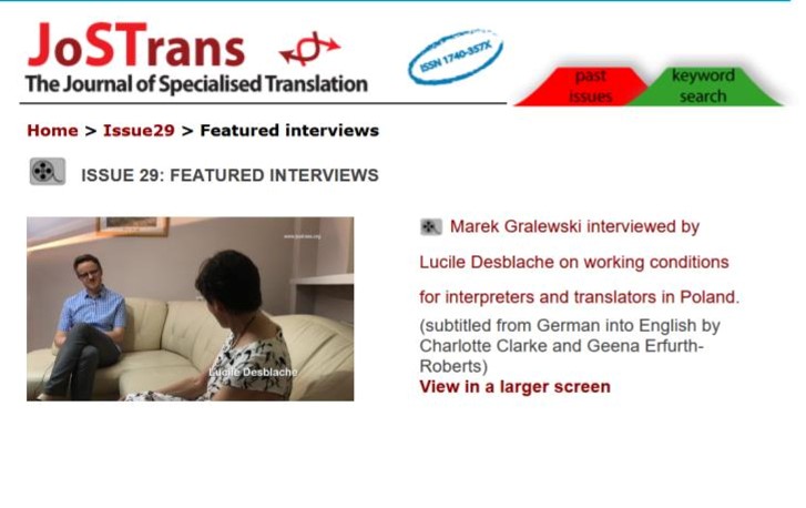 BltBarbara's tweet photo. Interviews on translation practice with Grzegorz Pawłowski and Marek Gralewski, State University of Applied Sciences in Konin, The Journal of Specialized Translation 29 https://t.co/0JAQG9rPRk &amp; https://t.co/abom1xOWpg https://t.co/dbpqnoY5LW
