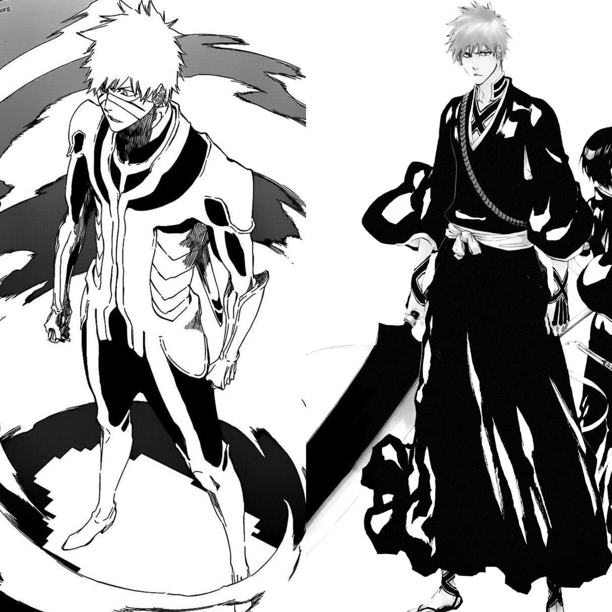 Ao Bleach 裏情報 4 一護の完現術時の姿が少しダサいなと思った方いらっしゃるのではないでしょうか 実は久保先生の狙いで 死覇装ってやっぱりカッコイイなと思わせるための作戦だったそうです