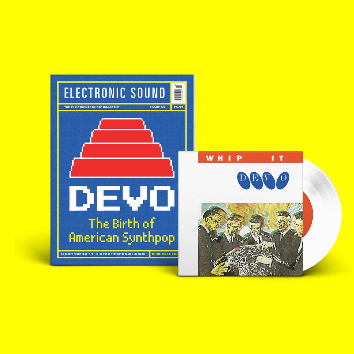 ElectronicMagUK's tweet image. NEW ISSUE OUT TODAY! This month’s cover story marks the 40th anniversary of Devo’s ‘Freedom Of Choice’ album and the birth of American synthpop. Our bundle edition has an exclusive white vinyl seven-inch of Devo’s classic ‘Whip It’. Get your copy now at electronicsound.co.uk