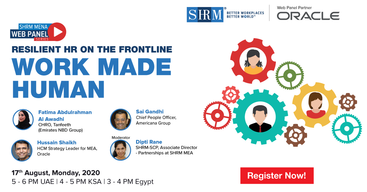 SHRMMEA's tweet photo. In this one-hour long panel discussion, understand from your peers across the MENA region as to how leveraging #technology has helped them support, manage and lead their workforce during these uncharted times. Register for the #SHRMMENA Webcast now: https://t.co/dEWv872bXL https://t.co/QSElFeM1ZL