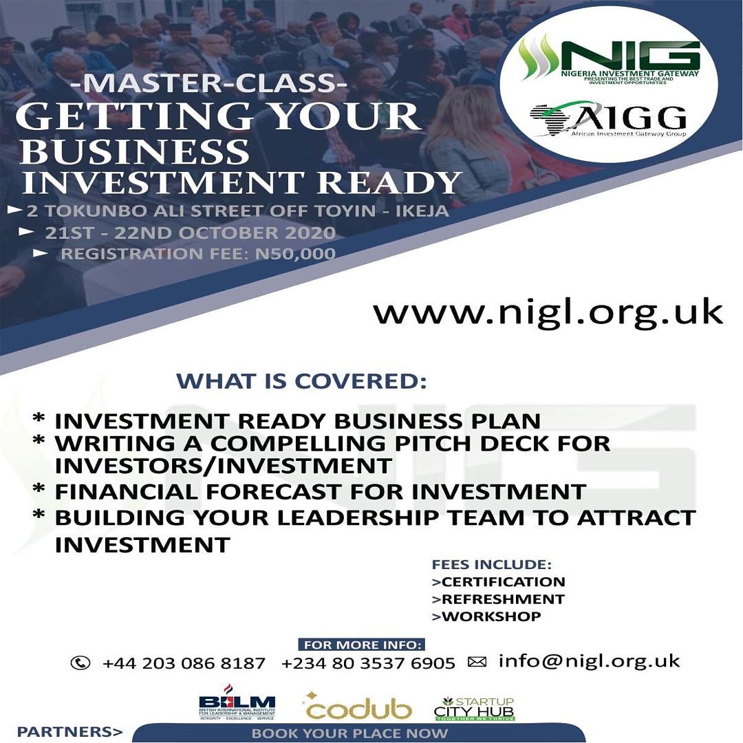 NiglGateway's tweet photo. Have you ever imagined having a business team with robust systems in place for investment but you are still struggling with little or no investors? Then our master class is what you need to turn those imaginations into reality
Register via https://t.co/rZI49PkVg0 limited seats. https://t.co/TuLyImXIhK