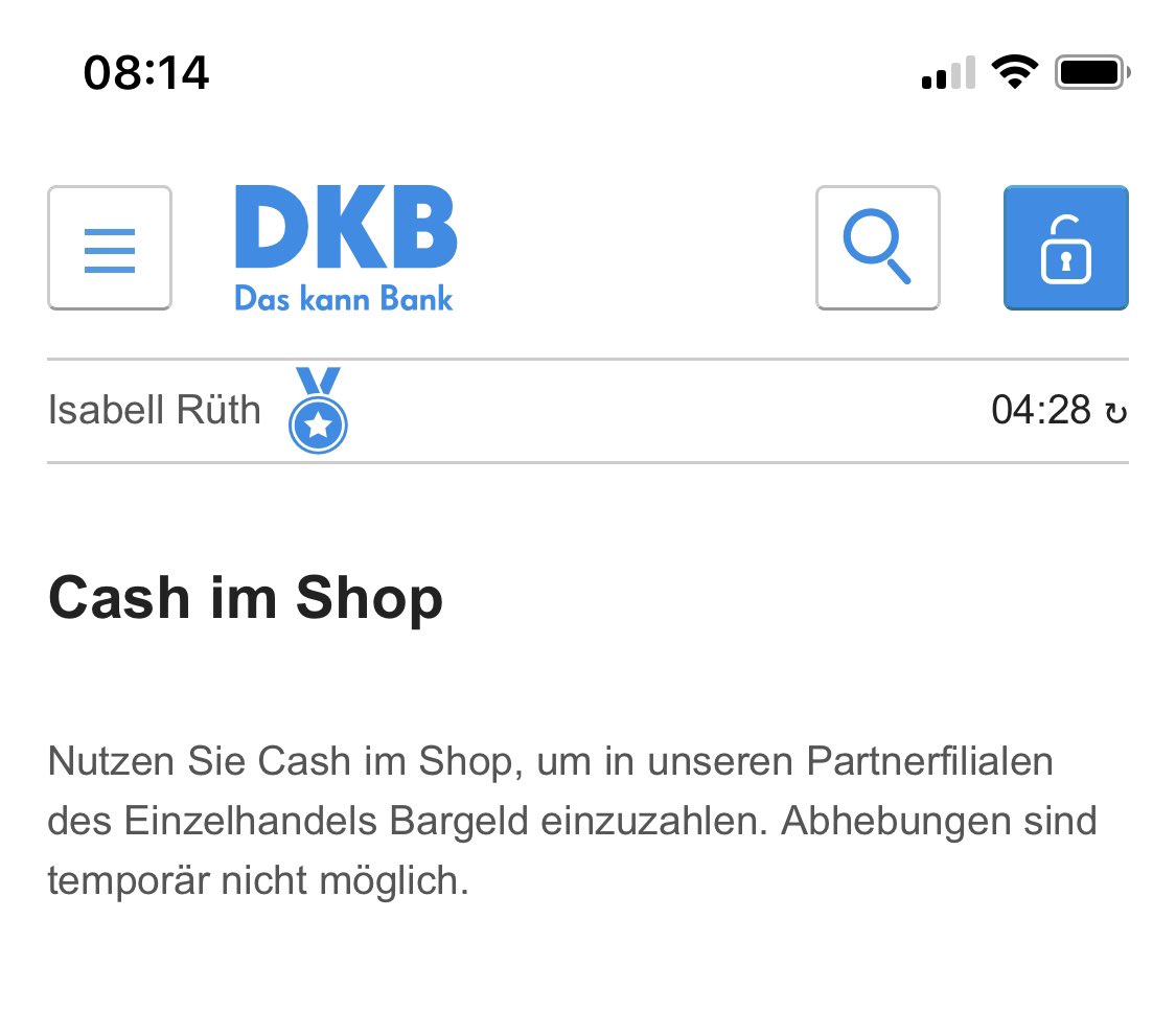 IsiMii's tweet photo. @DKB_Support Hallo, ist schon bekannt wann Cash im Shop Abhebung wieder möglich ist? Kann man im Konto eine Einstellung vornehmen, dass man über Sol je Störungen informiert wird? https://t.co/bGZ4CJwM8A