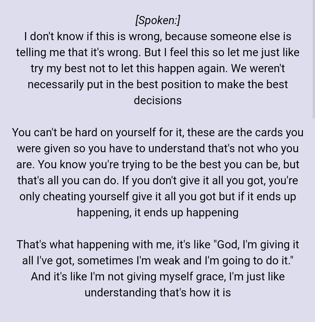 • PurposeJustin talks about how he thought he will die and doesn't deserve to live but turning his life around he dedicated himself to finding faith and his purpose where he realized you can't always blame yourself, it's only imporant that you keep working on yourself