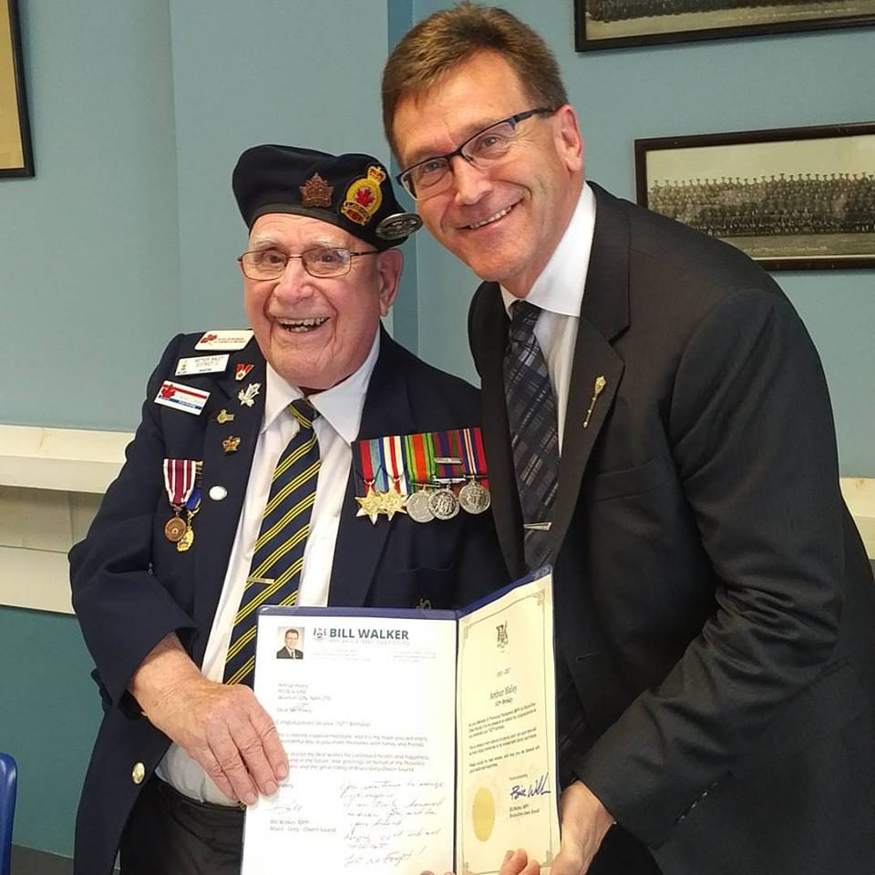 billwalkerbgos's tweet photo. My heart is sad. Yesterday we lost a 104 year old decorated  WWII #veteran #communitychampion #volunteer #patrioticCanadian #poet #author #inspiration #treasuredfriend. Rest In Peace Arthur Frederick Haley, the world is a better place because of you! #LestWeForget @RCL_DC https://t.co/etQKih5Sep